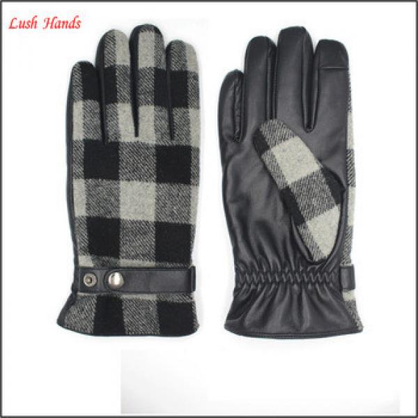 new style men&#39;s Pu leather and fabric touch screen leather gloves #1 image