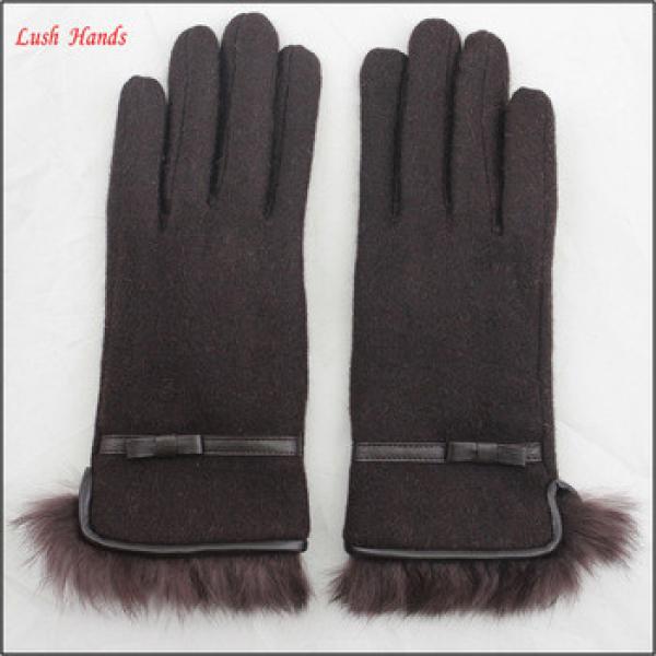 ladies fashion wool lining warm gloves with fur lining for wholesale #1 image