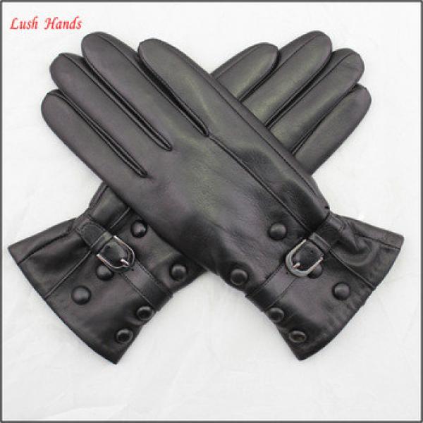 Wholesale women leather gloves with buttons and belt #1 image